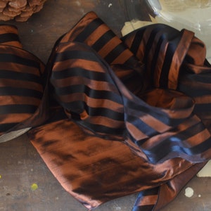 nutmeg and black striped 4 3/4" wide french taffeta