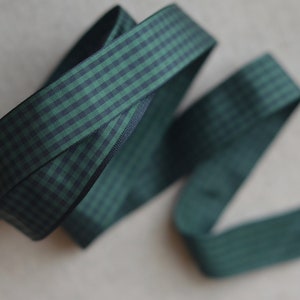 navy and green check taffeta ribbon