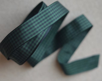 navy and green check taffeta ribbon