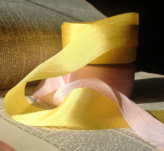 Yellow Silk Satin Ribbon - 100% silk - Sew Vintagely