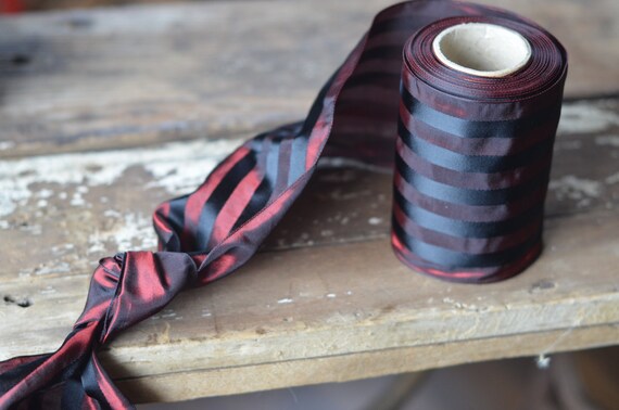 rouleau de 10 yard de et Bourgogne rouge et de noir rayé 4 3/4 rouleau de 10 yard de et Bourgogne rouge et de noir rayé 4 3/4