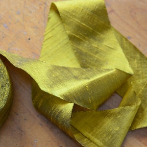 gold chartreuse dupioni 2 silk ribbon image 6