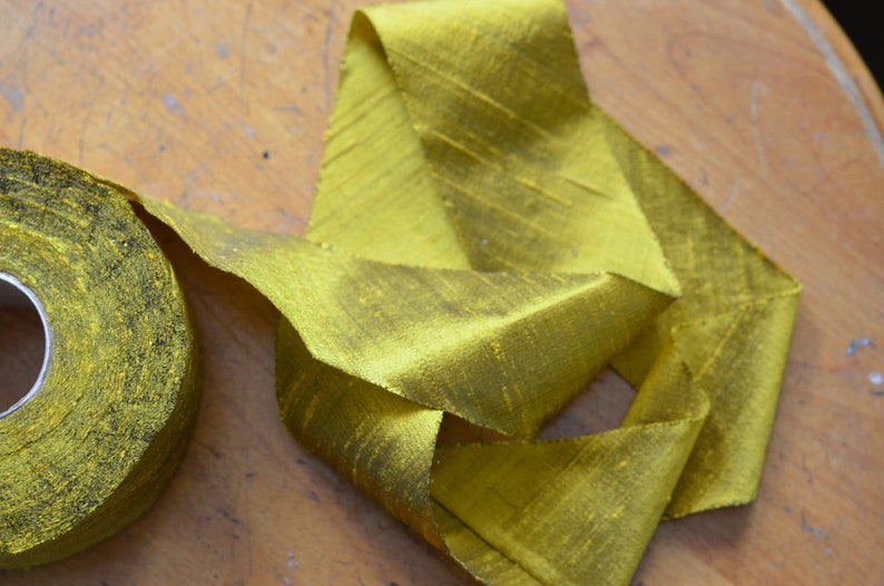 gold chartreuse dupioni 2 silk ribbon image 6