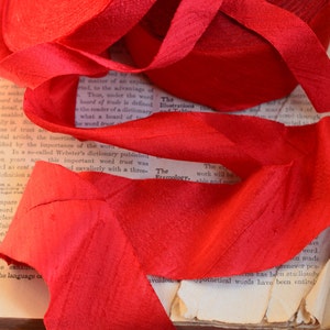 Poppy Red Dupioni Silk Ribbon - Etsy