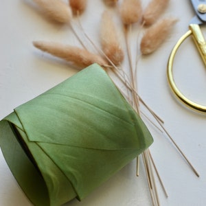 alfalfa green hand dyed silk ribbon