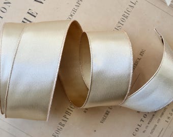 Ruban métallique satiné champagne métallisé 1", 2 1/2" ou 4" rouleau de 10 yards