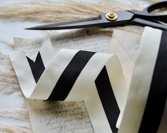 ivory and black striped grosgrain 2" ribbon