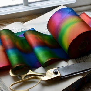 rainbow 4 or 2 1/2 hand dyed silk satin ribbon image 10