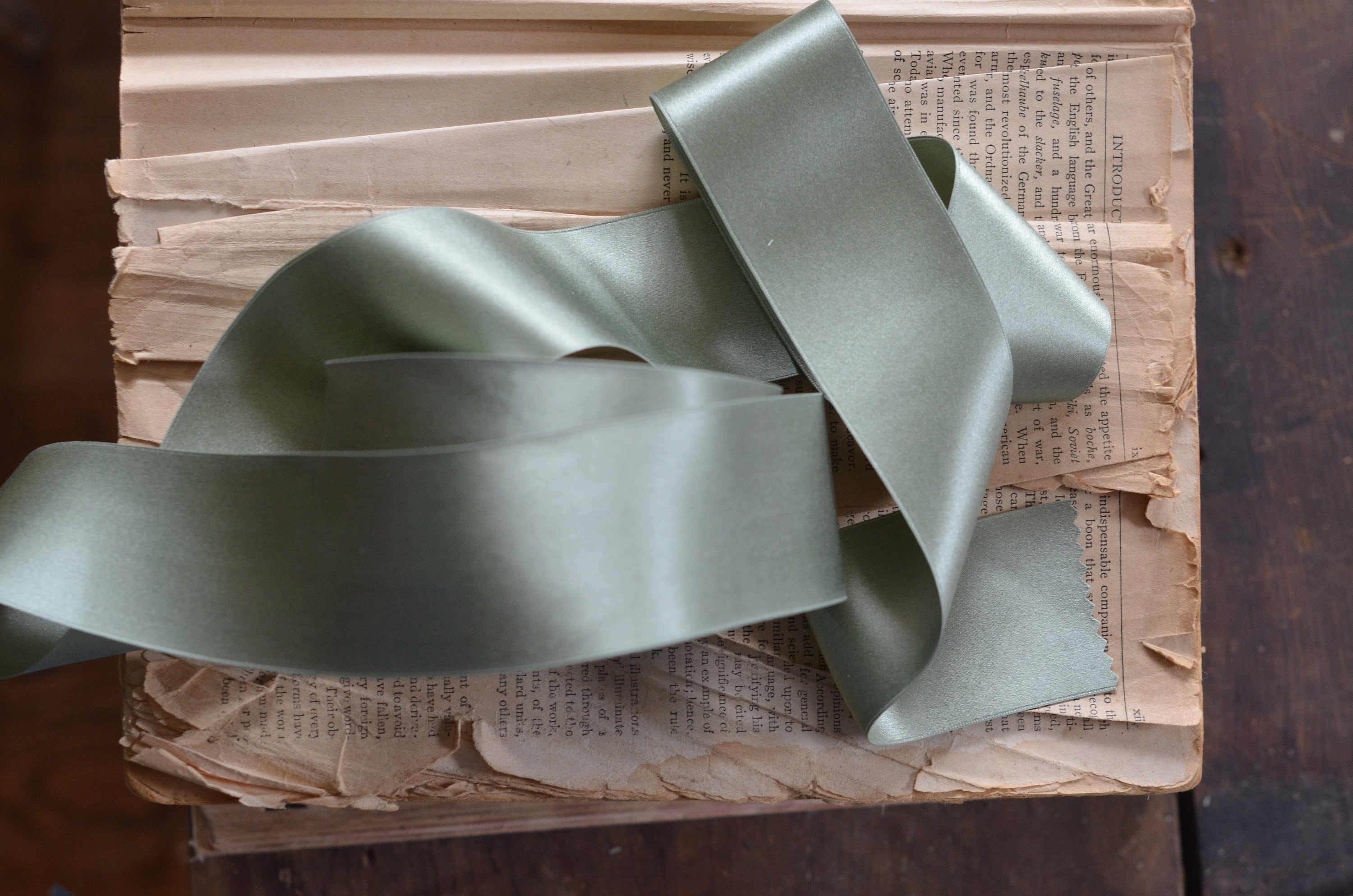 2 Pack  6yds Sage Green Silk Chiffon Ribbon Roll