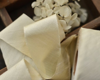 light buttercream 2" wide dupioni silk ribbon