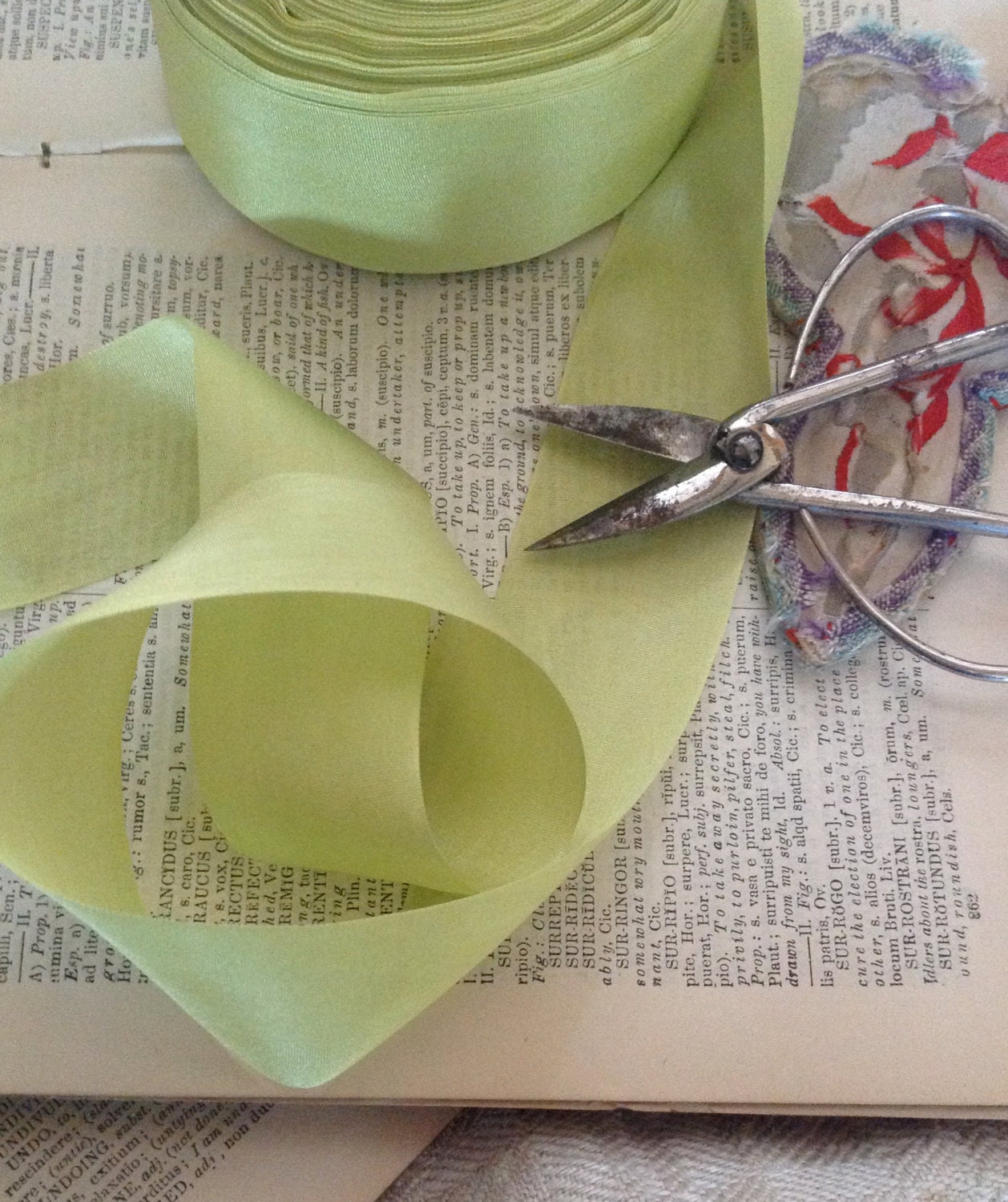 mint celery green light apple pastel silk ribbon