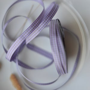 french grey and lavender check taffeta 3/8&quot; ribbon