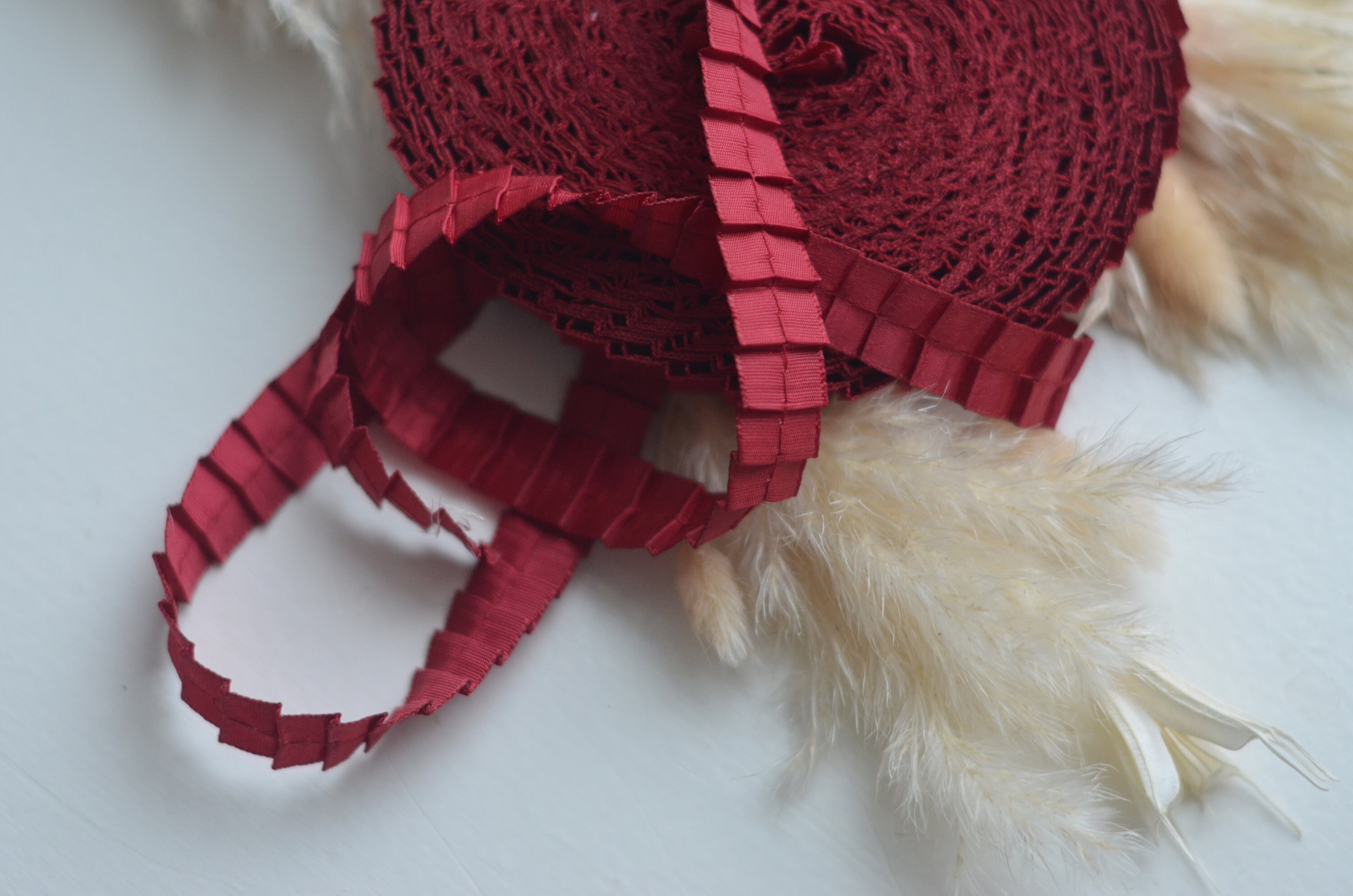 Dark Red Satin Pleated Ribbon - Etsy
