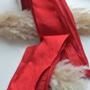 Poppy Red Dupioni Silk Ribbon - Etsy