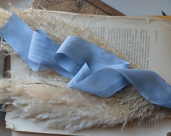 dusty blue 2" wide silk ribbon