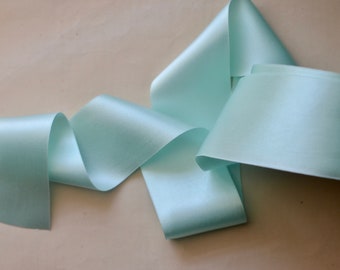 aqua mint green silk satin 2" wide ribbon