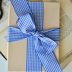 royal blue and white check 1 1/2 english ribbon image 1