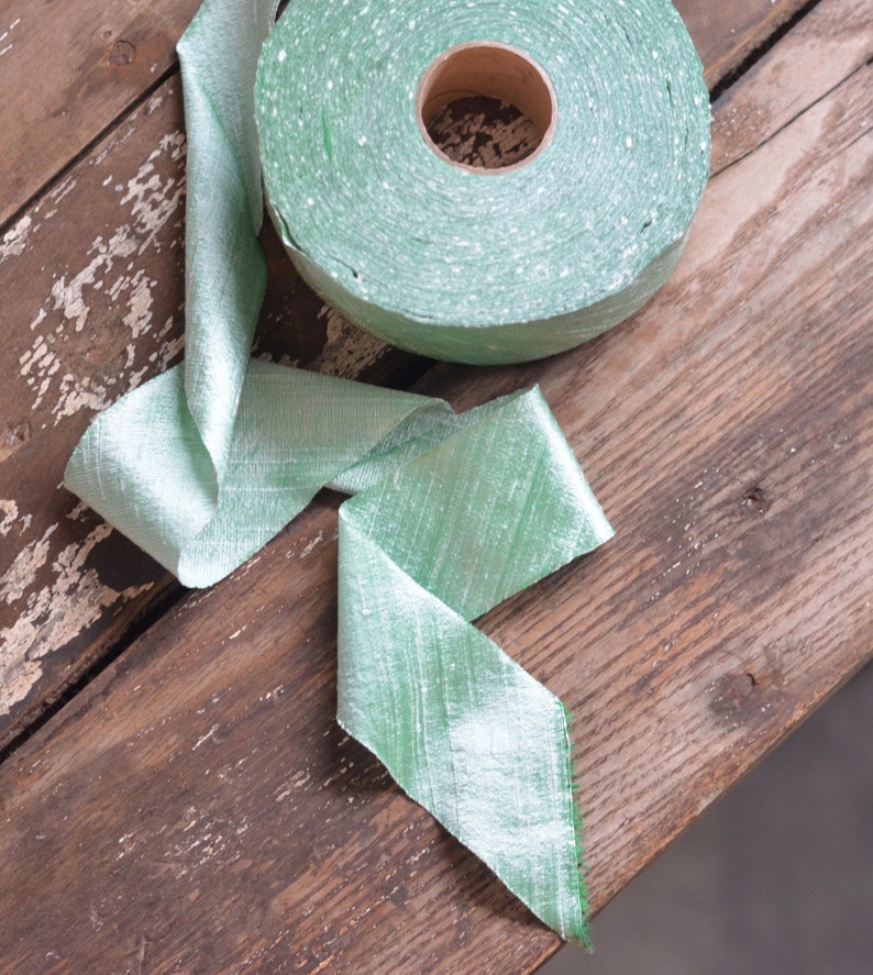 mint light aqua green dupioni silk ribbon image 3