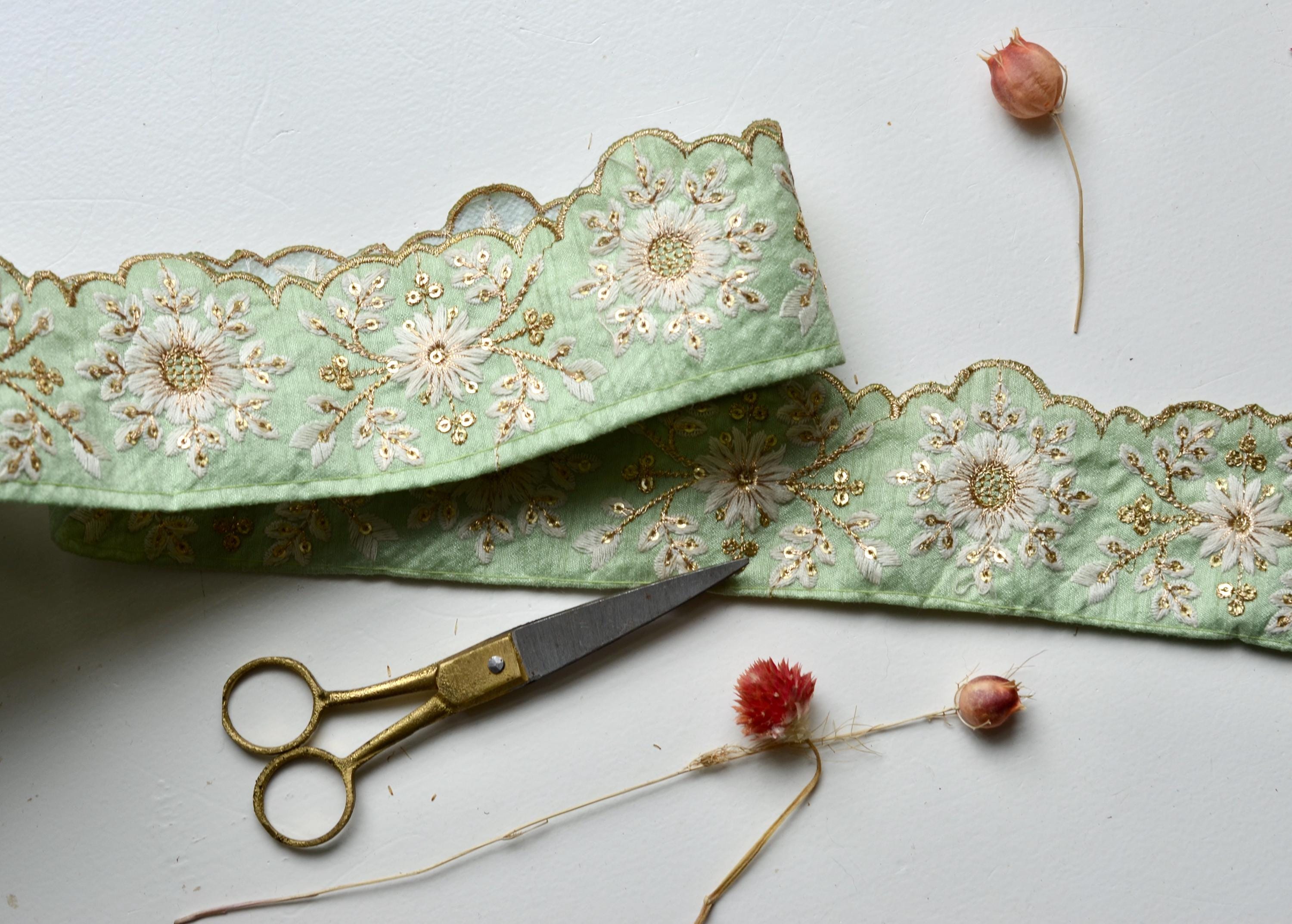 Mint Scalloped Embroidered Ribbon - Etsy