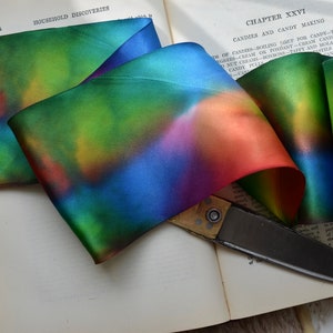 rainbow 4 or 2 1/2 hand dyed silk satin ribbon image 8