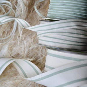 sage greige 1 1/2 ticking stripe ribbon image 3