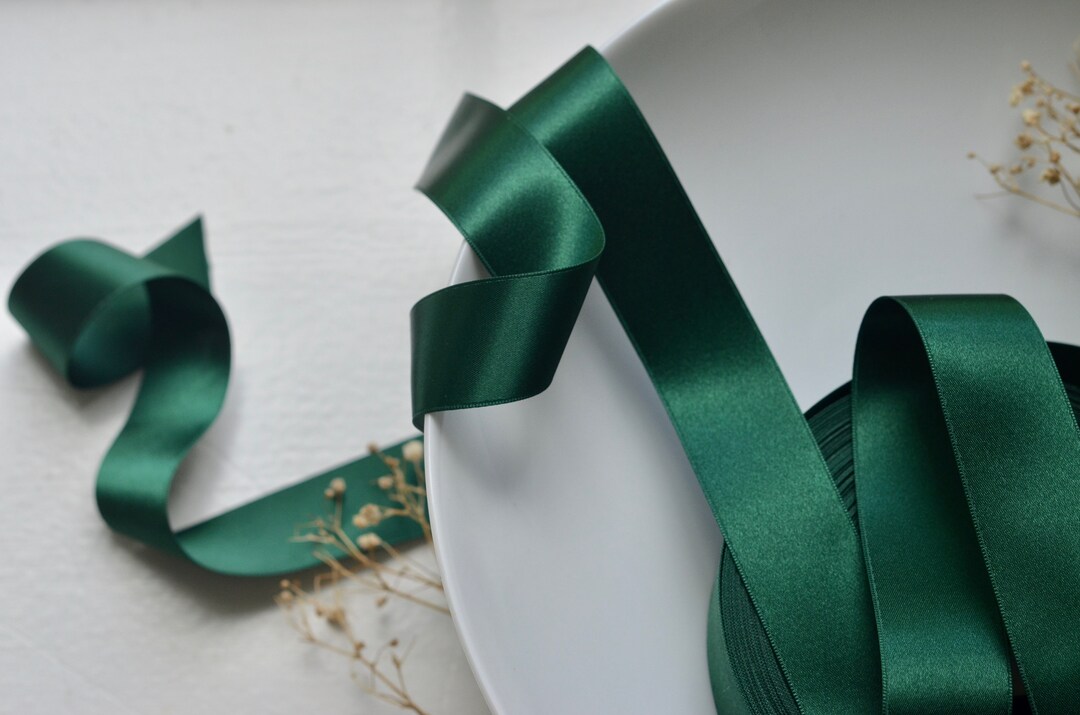 MEEDEE Emerald Green Satin Ribbon 2 inch Emerald Green Ribbon Double Faced  Satin Ribbon by 25 Yards Emerald Green Ribbon for Christmas Tree, Crafts