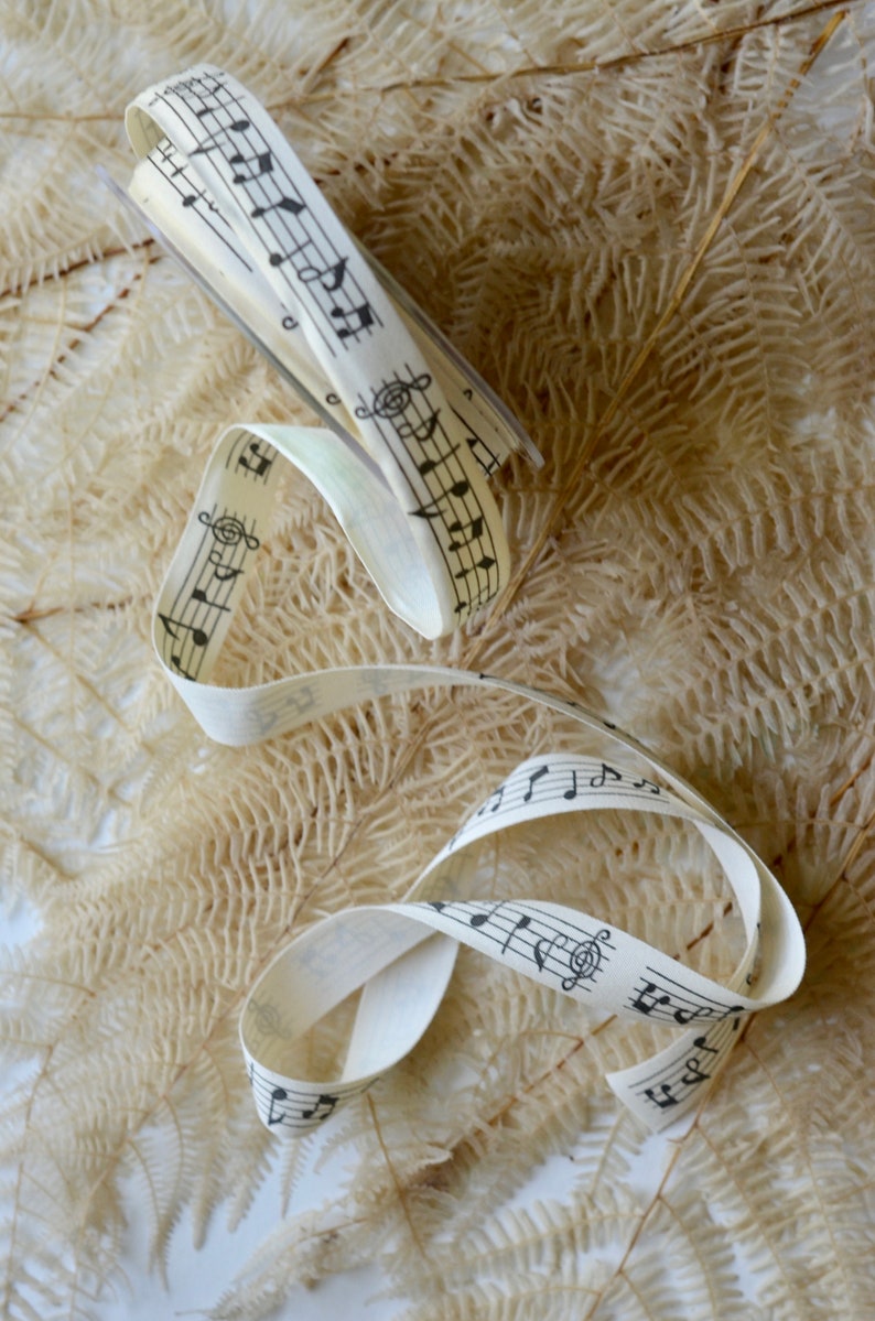 Music Notes Printed Cotton Ribbon - Etsy