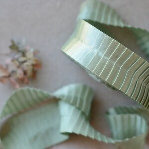 light mint sage satin pleated ribbon image 4