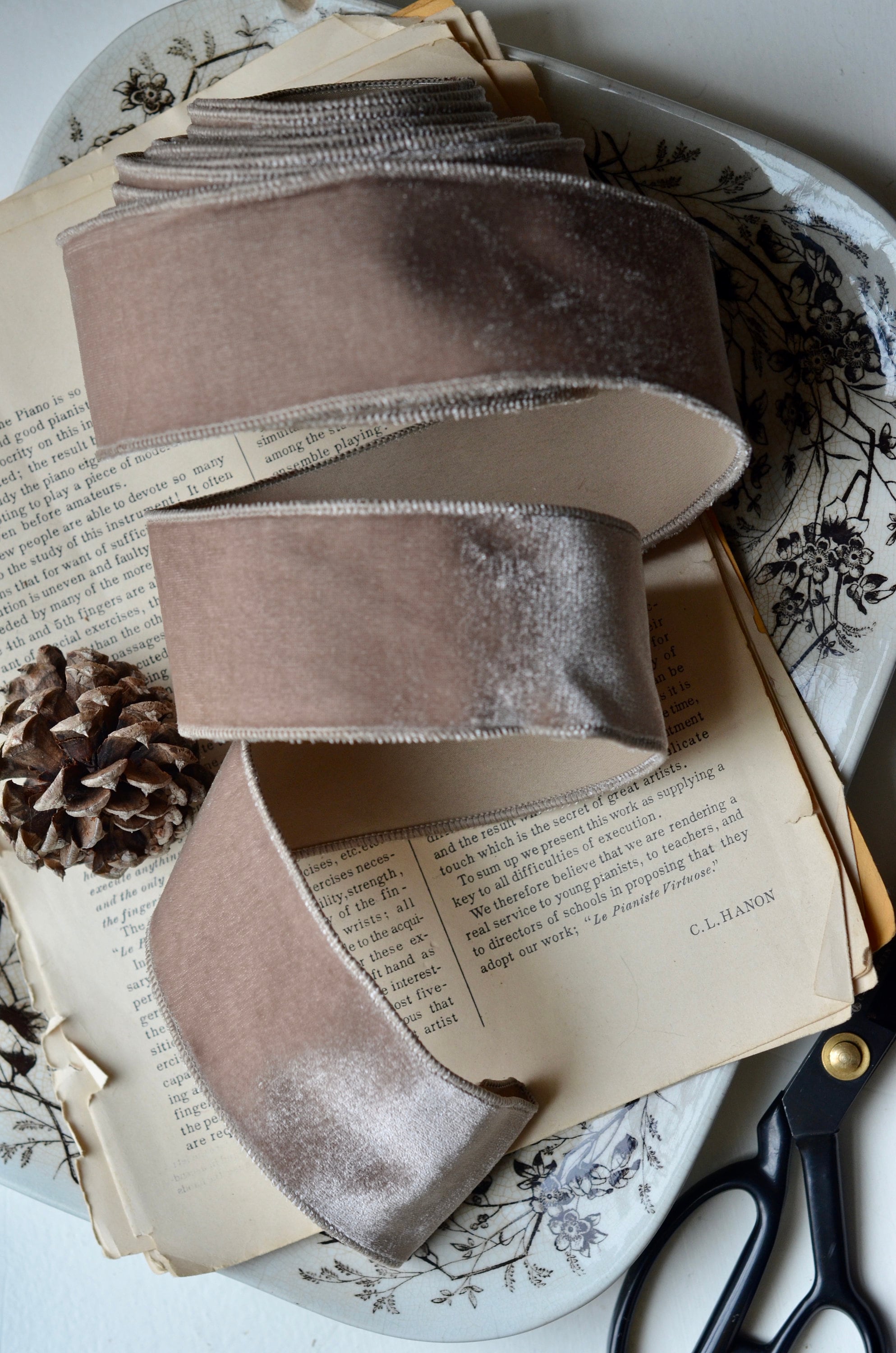 Taupe Wired Velvet Ribbon - Etsy