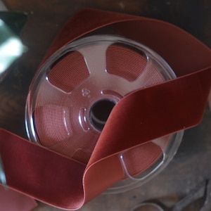 burnt ruby red 2" wide swiss velvet ribbon