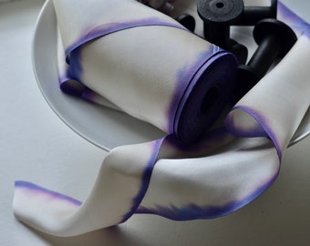 lavender and cream 4" hand dyed silk satin ribbon