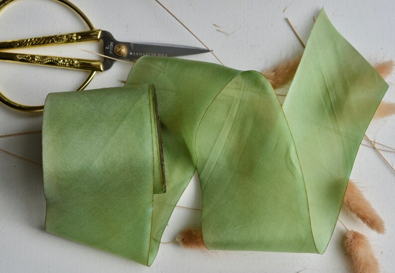 alfalfa green hand dyed silk ribbon image 8