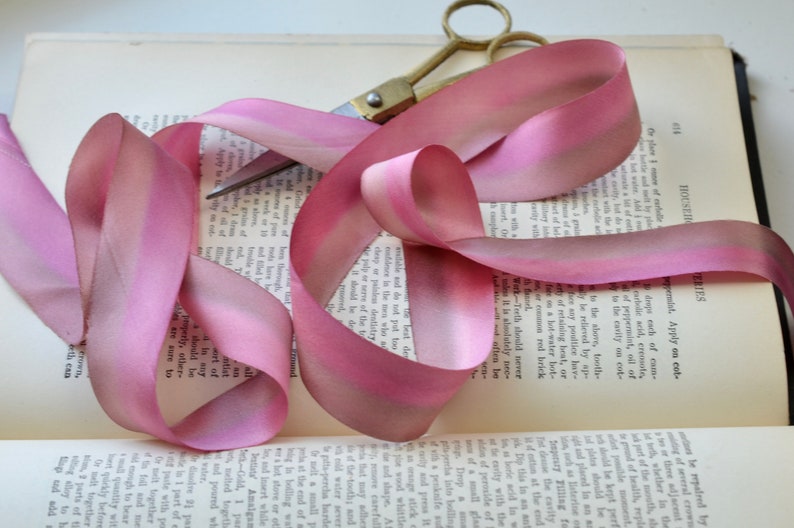 rosy rhubarb pink hand dyed silk ribbon image 9