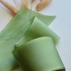 alfalfa green hand dyed silk ribbon image 4