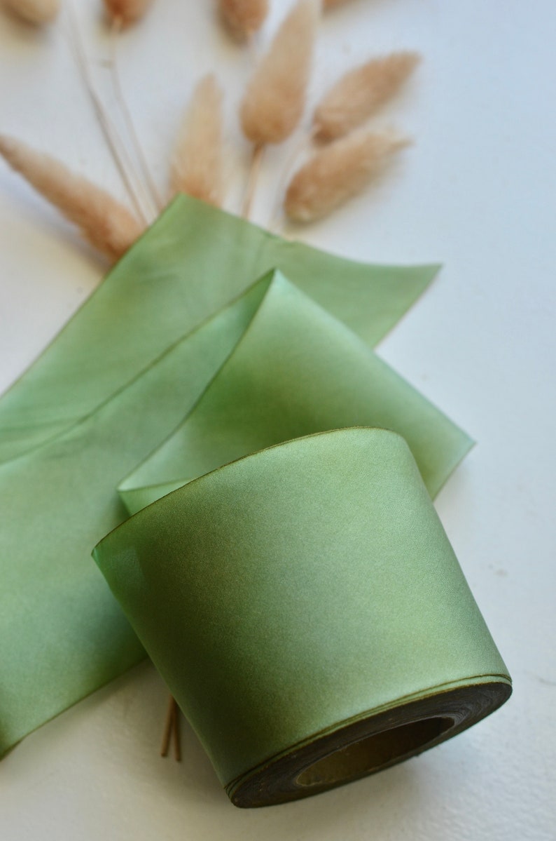 alfalfa green hand dyed silk ribbon image 4