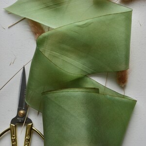 alfalfa green hand dyed silk ribbon image 2