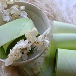 faded apple green hand dyed silk ribbon