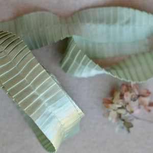 light mint sage satin pleated ribbon image 2