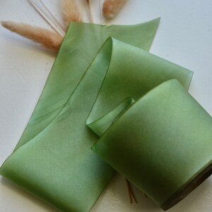 alfalfa green hand dyed silk ribbon image 7