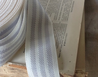 25 yard roll of grey and cream striped ribbon