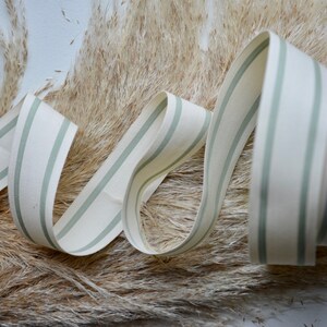 sage greige 1 1/2 ticking stripe ribbon image 2