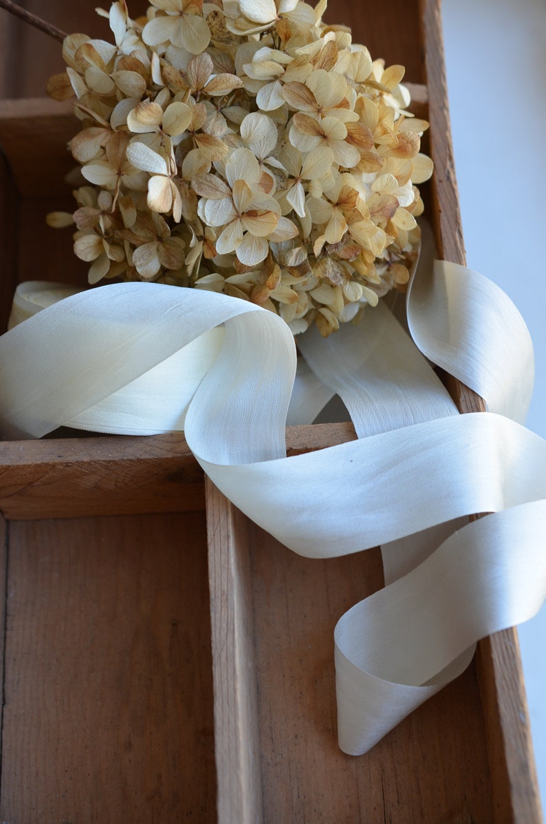 pale buttercream silk ribbon image 2