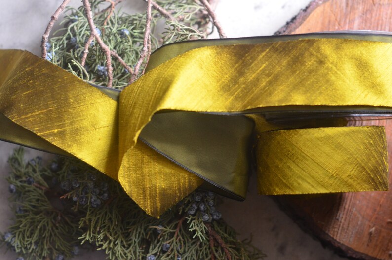 gold chartreuse dupioni 2 silk ribbon image 10