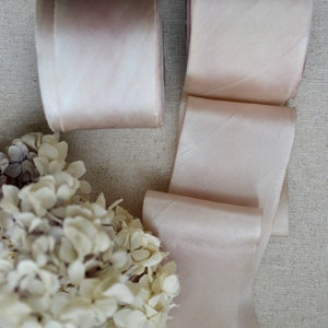 marzipan beige 2 1/2 hand dyed silk ribbon image 2