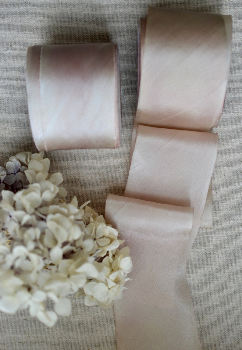 marzipan beige 2 1/2 hand dyed silk ribbon image 2