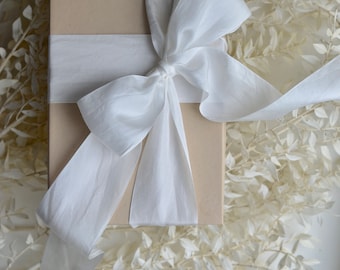 white 2" wide silk ribbon