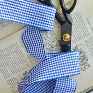 royal blue and white check 1 1/2 english ribbon image 2