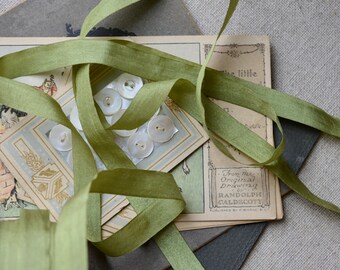 50 yard roll of willow green crinkled ribbon