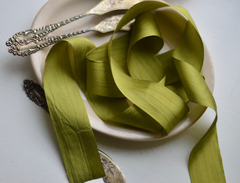 Mossy Green Chartreuse Silk Ribbon - Etsy