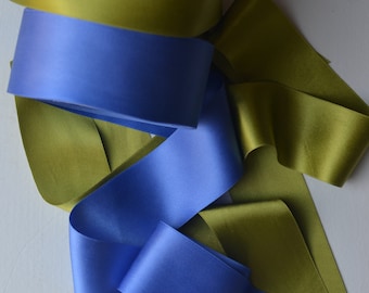 morning glory blue silk satin 2" wide ribbon
